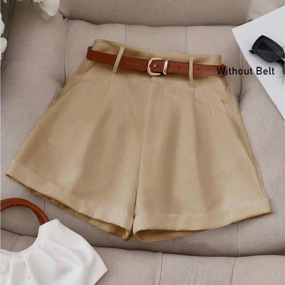 High-Rise Tan Women’s Bermuda Shorts